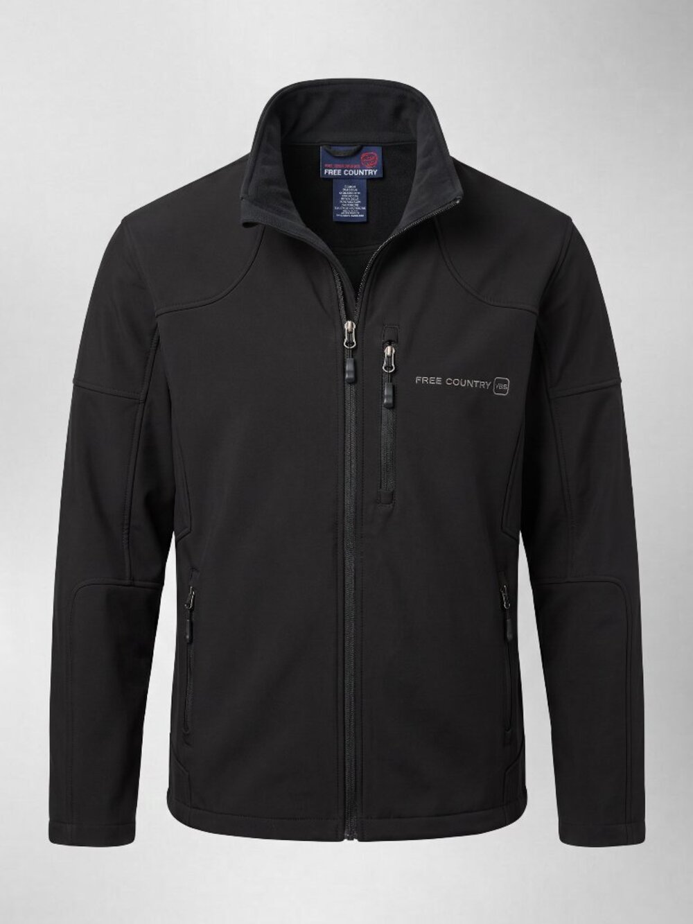 Free Country Mens L Black Softshell Jacket Full Zip Stretch Outdoor Coat